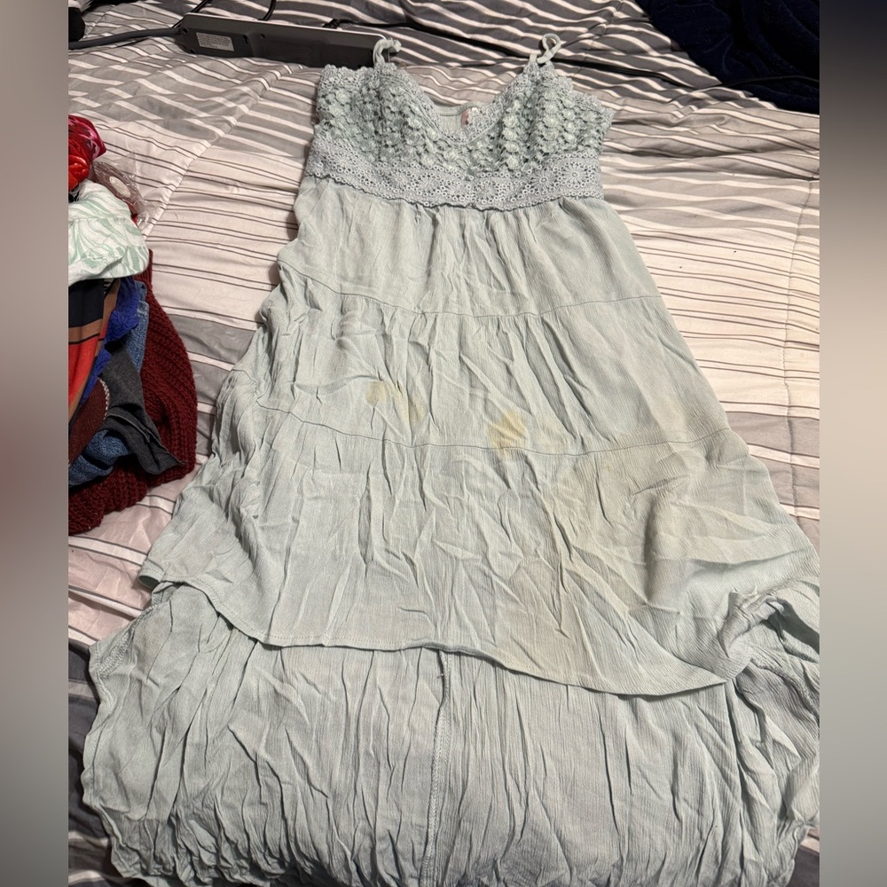 Light Blue Lace Maxi Dress